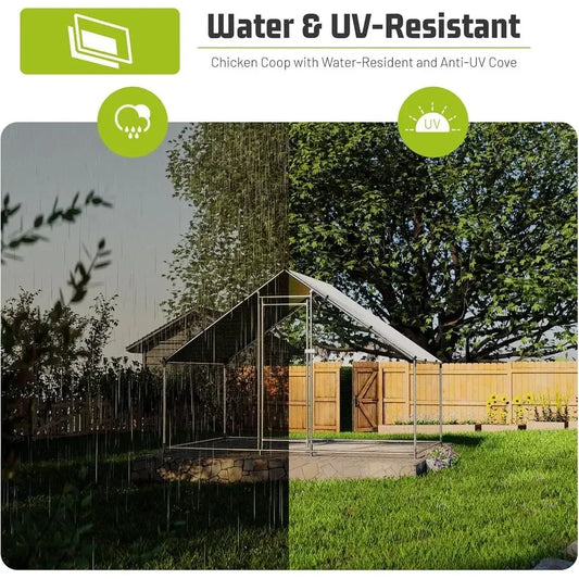 Outdoor Walk-In Chicken Coop with UV-Protection and Waterproof Cover