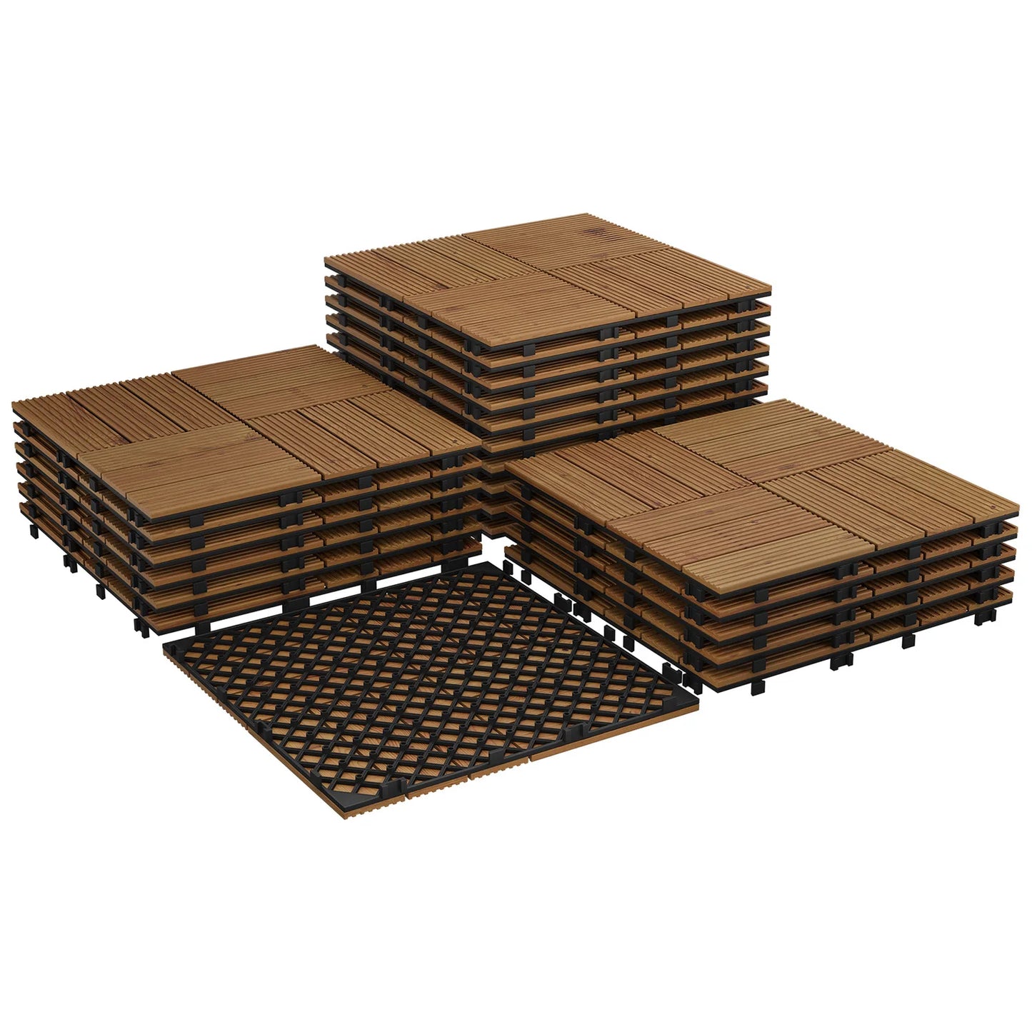 Acacia Wood Connected Weatherproof Deck Tiles