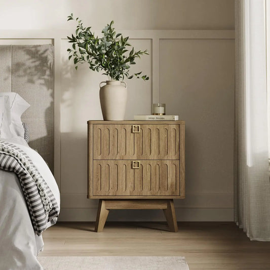 Set of Two Modern Nightstands with Drawers, 21"