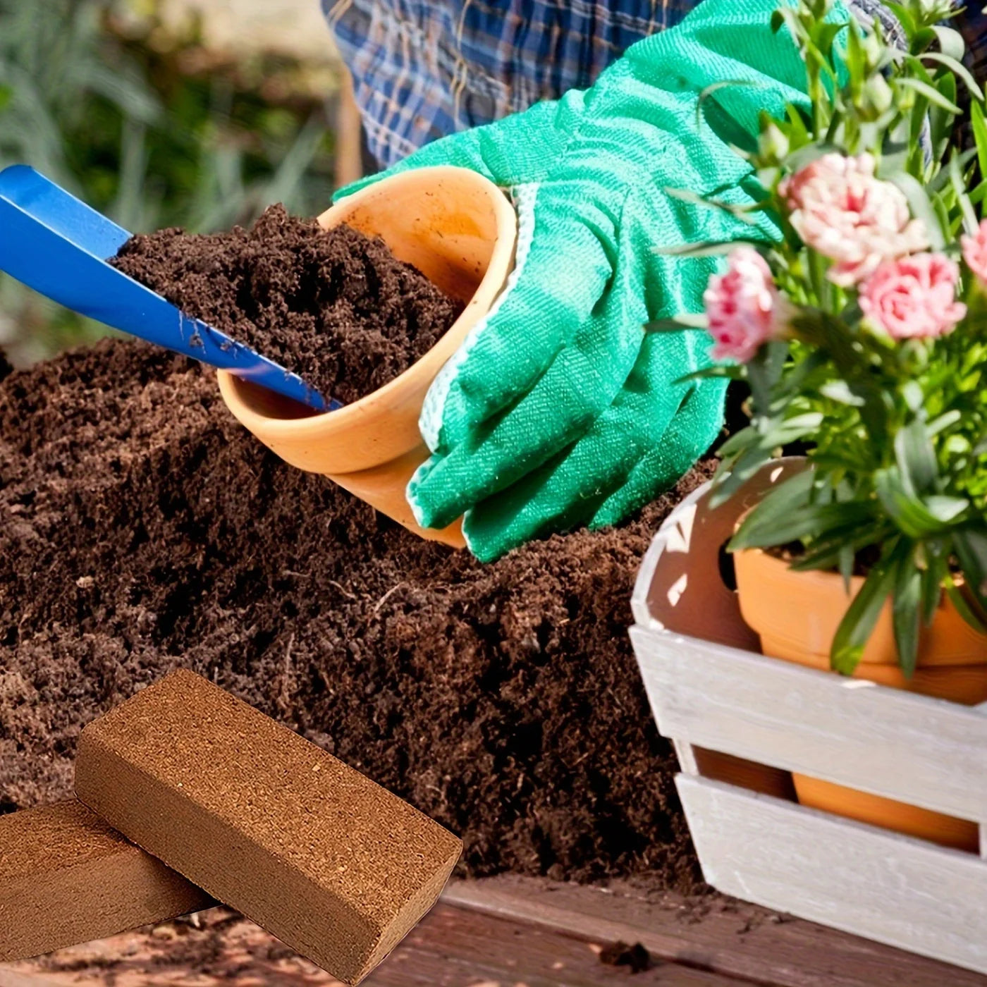 Six Pack Coco Coir Brick for Plants- Made of Peat Moss, Fiber and Coconut Husk