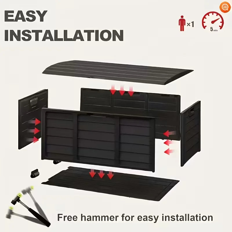Heavy Duty Large 75 Gallon Outdoor Deck Box with Lockable Lid