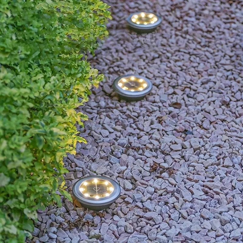 8 Piece Solar Power Disk Light Outdoor Underground