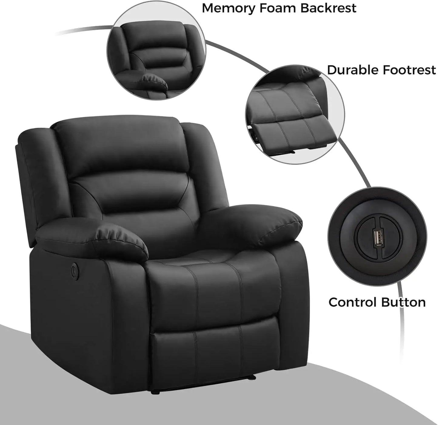 Oversized Power Recliner Faux Leather Chair
