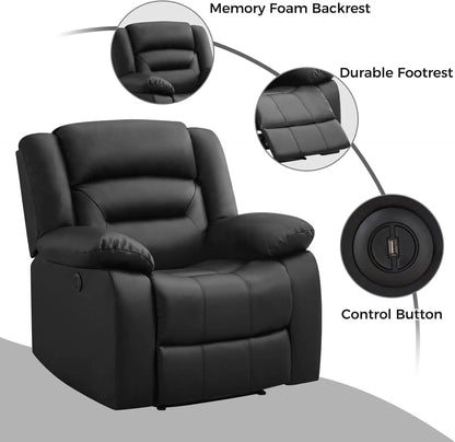 Oversized Power Recliner Faux Leather Chair