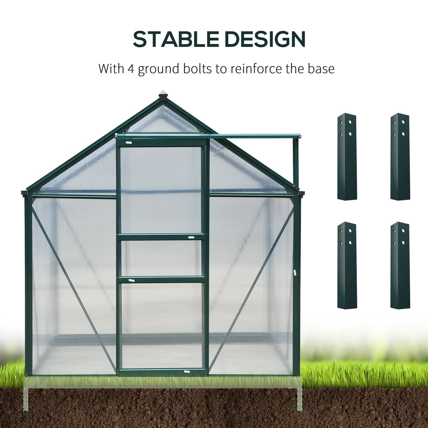 Aluminum Polycarbonate Greenhouse with Frame Walk-In Outdoor Plant Garden