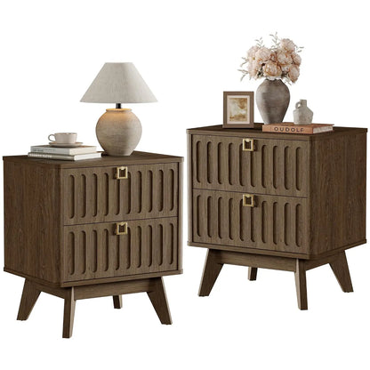 Set of Two Modern Nightstands with Drawers, 21"
