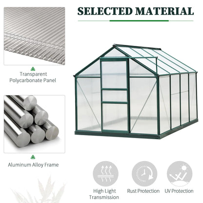 Aluminum Polycarbonate Greenhouse with Frame Walk-In Outdoor Plant Garden