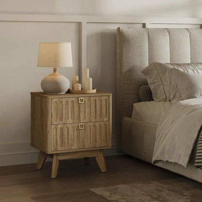 Set of Two Modern Nightstands with Drawers, 21"