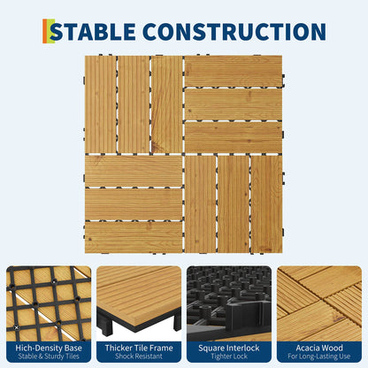 Acacia Wood Connected Weatherproof Deck Tiles