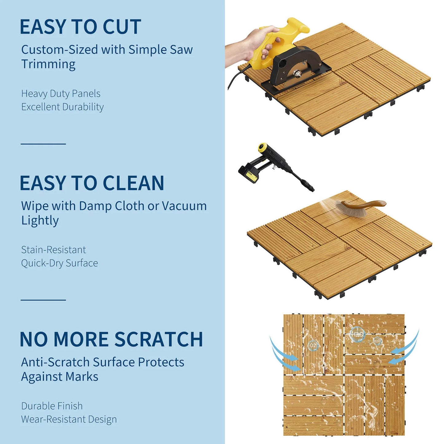 Acacia Wood Connected Weatherproof Deck Tiles