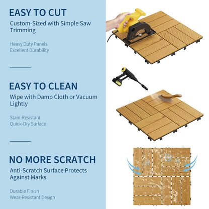 Acacia Wood Connected Weatherproof Deck Tiles