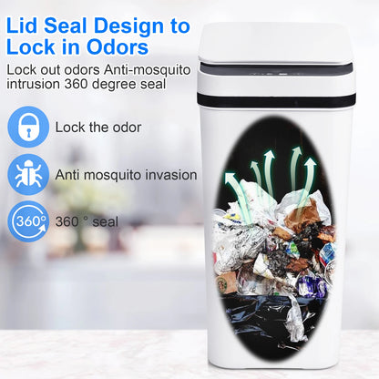 2 Pack  Touchless Motion Sensor 12L Bathroom Automatic Trash Cans