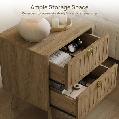 Set of Two Modern Nightstands with Drawers, 21"