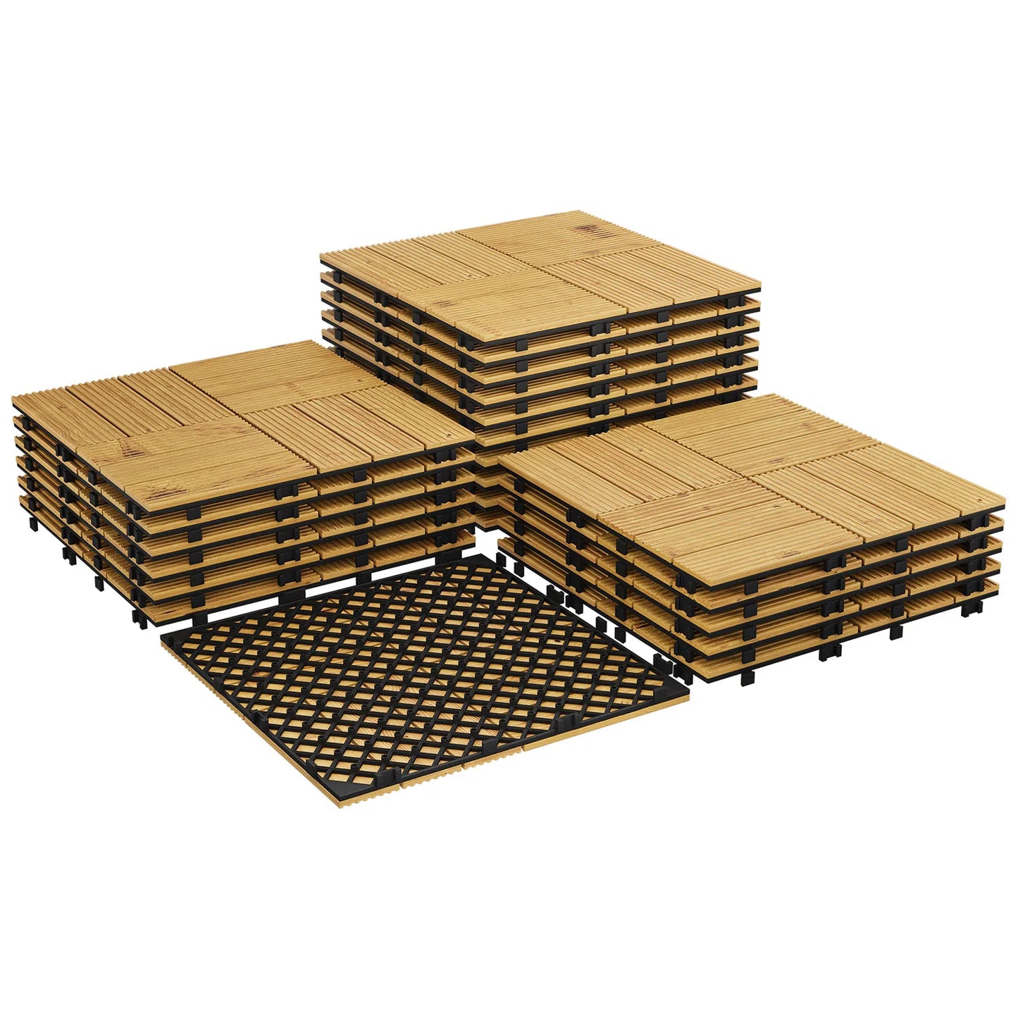 Acacia Wood Connected Weatherproof Deck Tiles