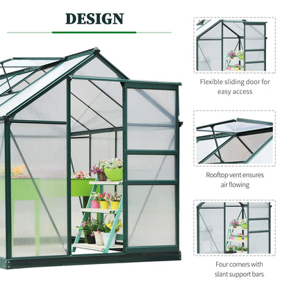 Aluminum Polycarbonate Greenhouse with Frame Walk-In Outdoor Plant Garden