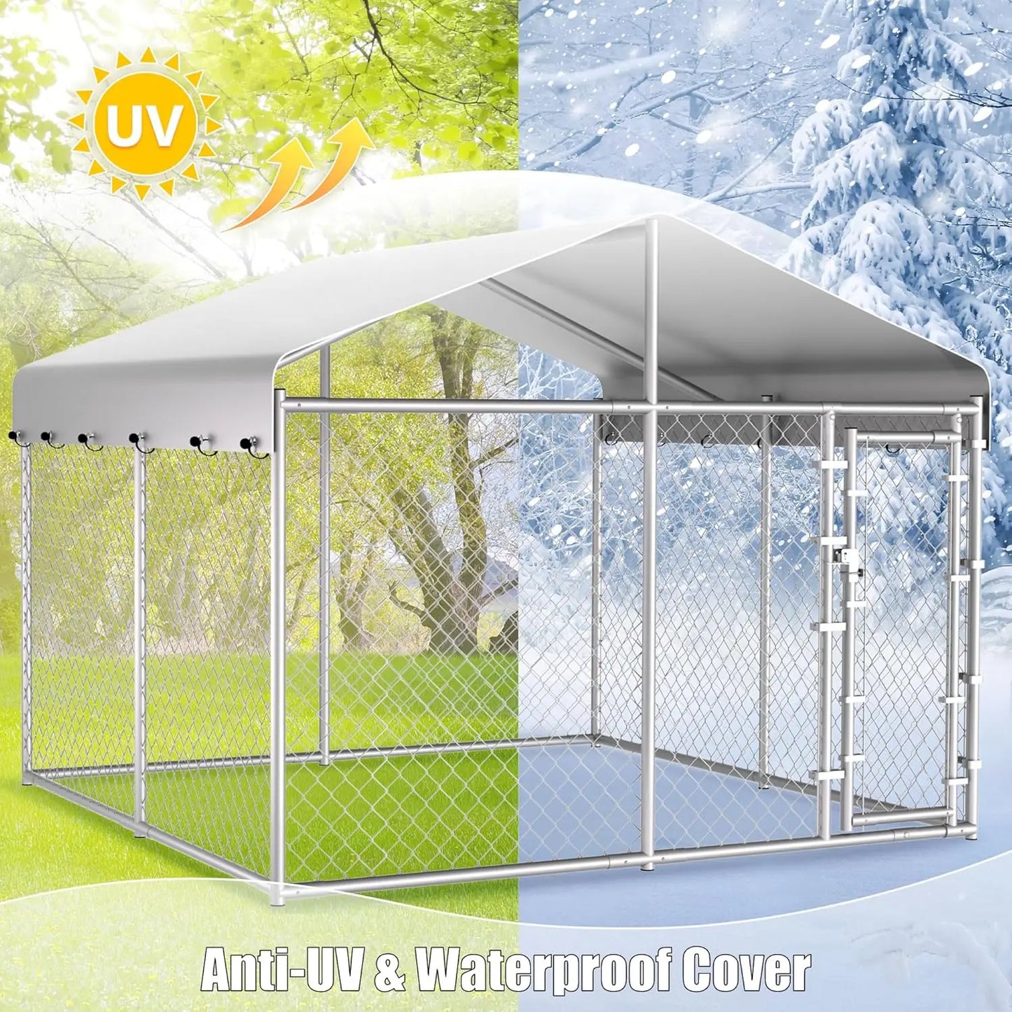 Extra Large Outdoor Dog Kennel with Roof and Lock