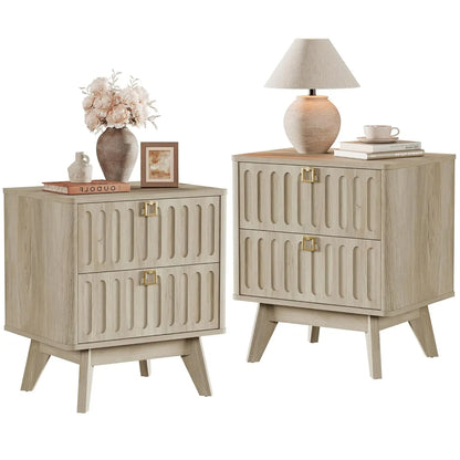 Set of Two Modern Nightstands with Drawers, 21"
