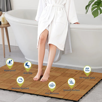 Acacia Wood Connected Weatherproof Deck Tiles