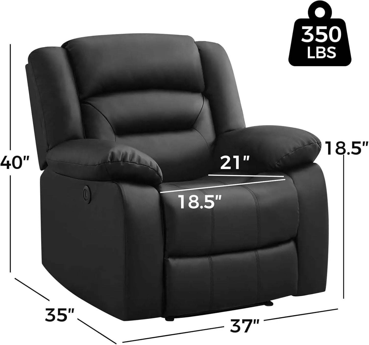 Oversized Power Recliner Faux Leather Chair