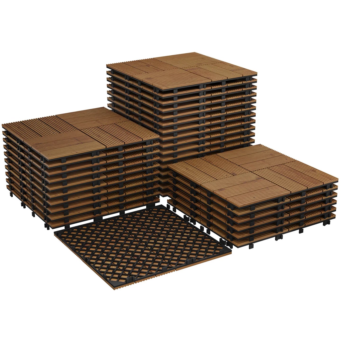 Acacia Wood Connected Weatherproof Deck Tiles