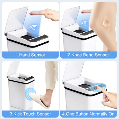 2 Pack  Touchless Motion Sensor 12L Bathroom Automatic Trash Cans