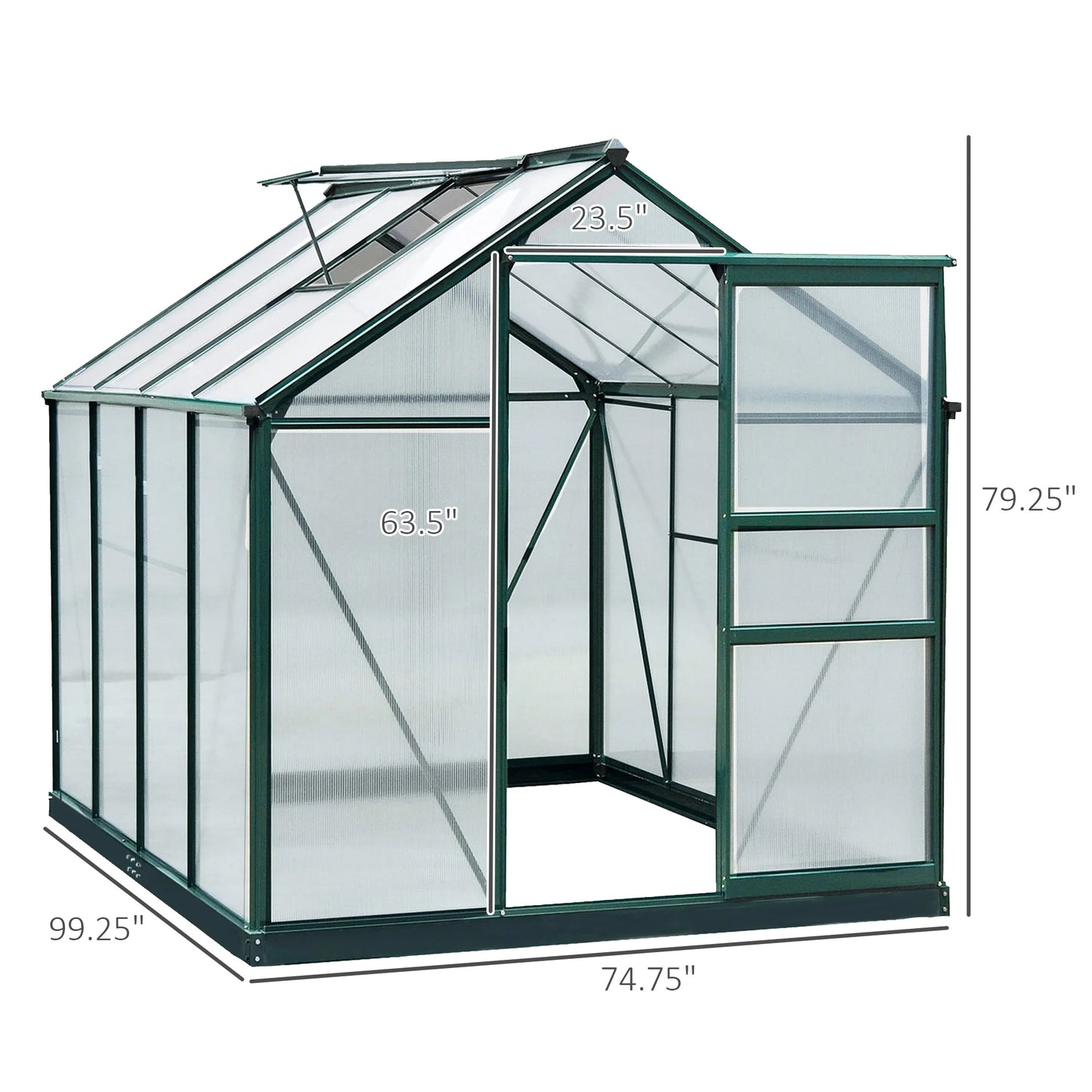 Aluminum Polycarbonate Greenhouse with Frame Walk-In Outdoor Plant Garden
