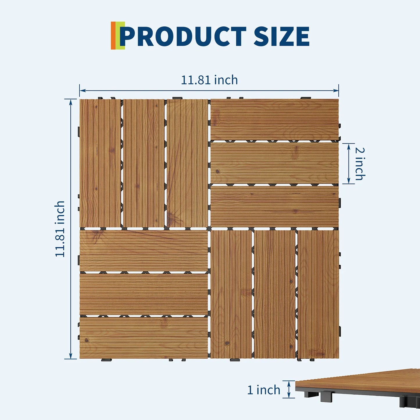 Acacia Wood Connected Weatherproof Deck Tiles