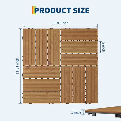 Acacia Wood Connected Weatherproof Deck Tiles