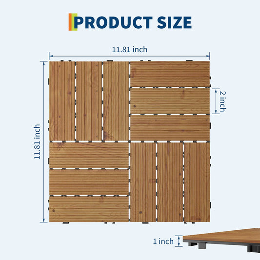 Acacia Wood Connected Weatherproof Deck Tiles