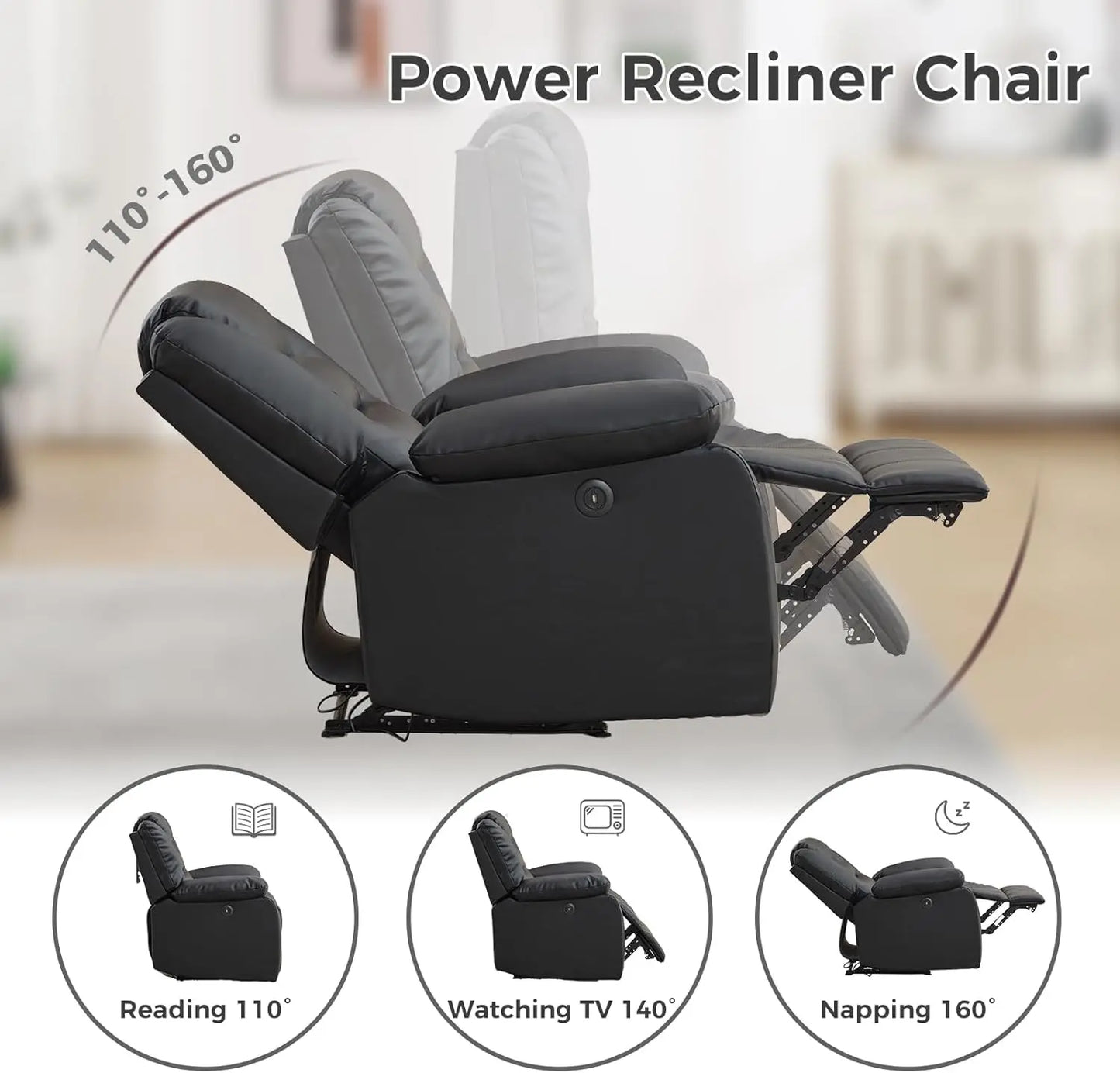 Oversized Power Recliner Faux Leather Chair