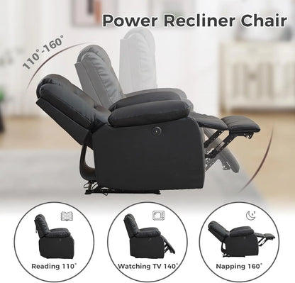 Oversized Power Recliner Faux Leather Chair