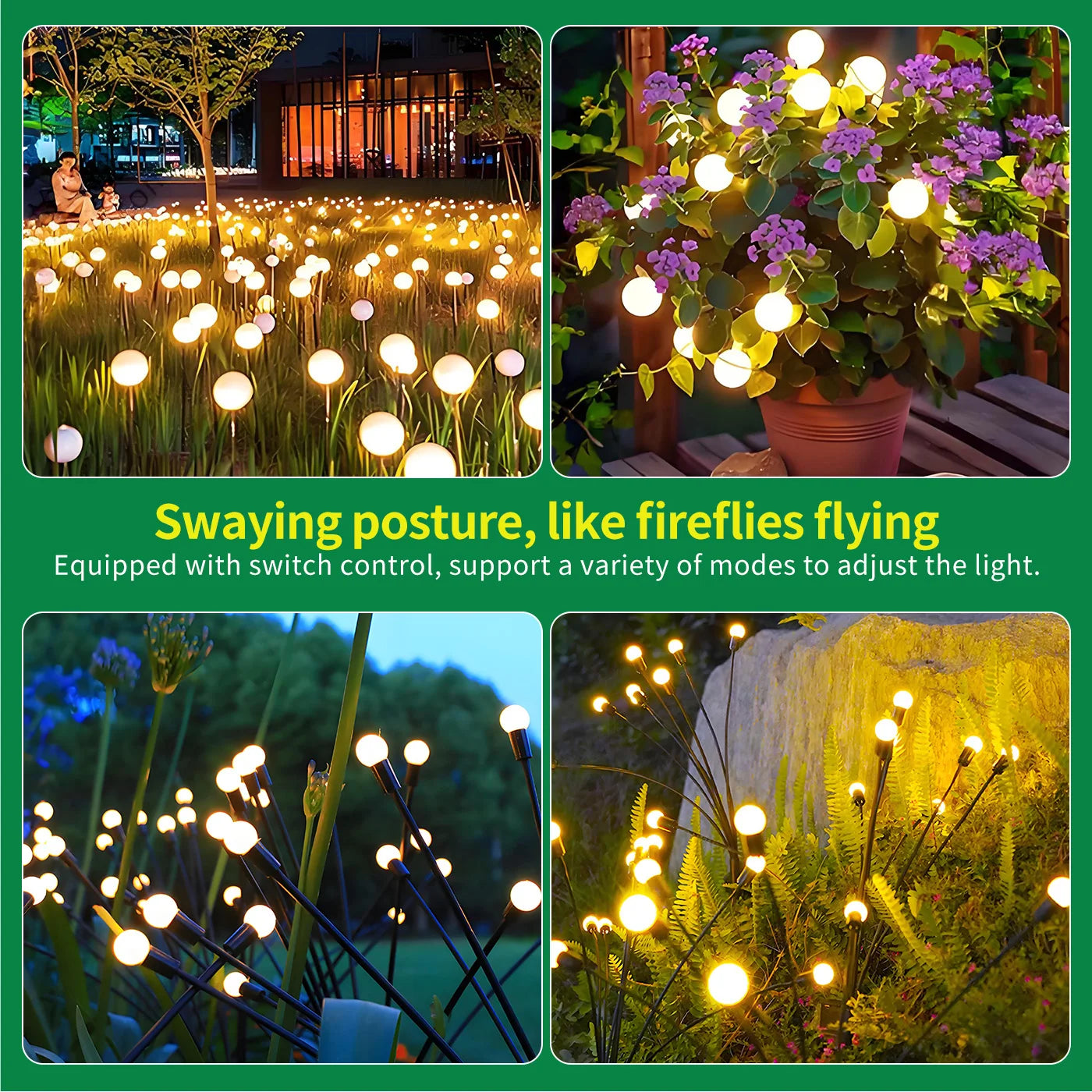 Solar Firefly Lights LED Outdoor Decorative Garden Lights