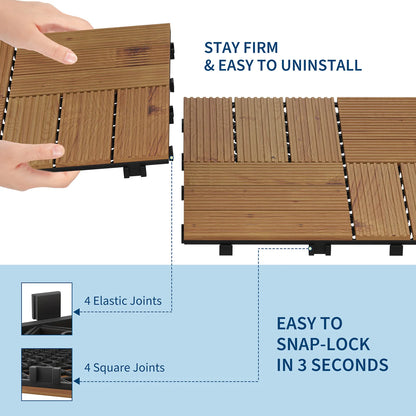 Acacia Wood Connected Weatherproof Deck Tiles