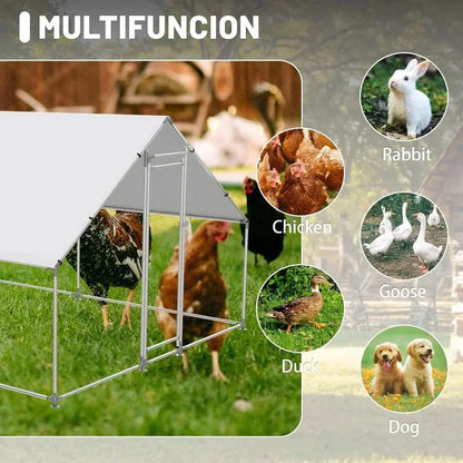 Outdoor Walk-In Chicken Coop with UV-Protection and Waterproof Cover