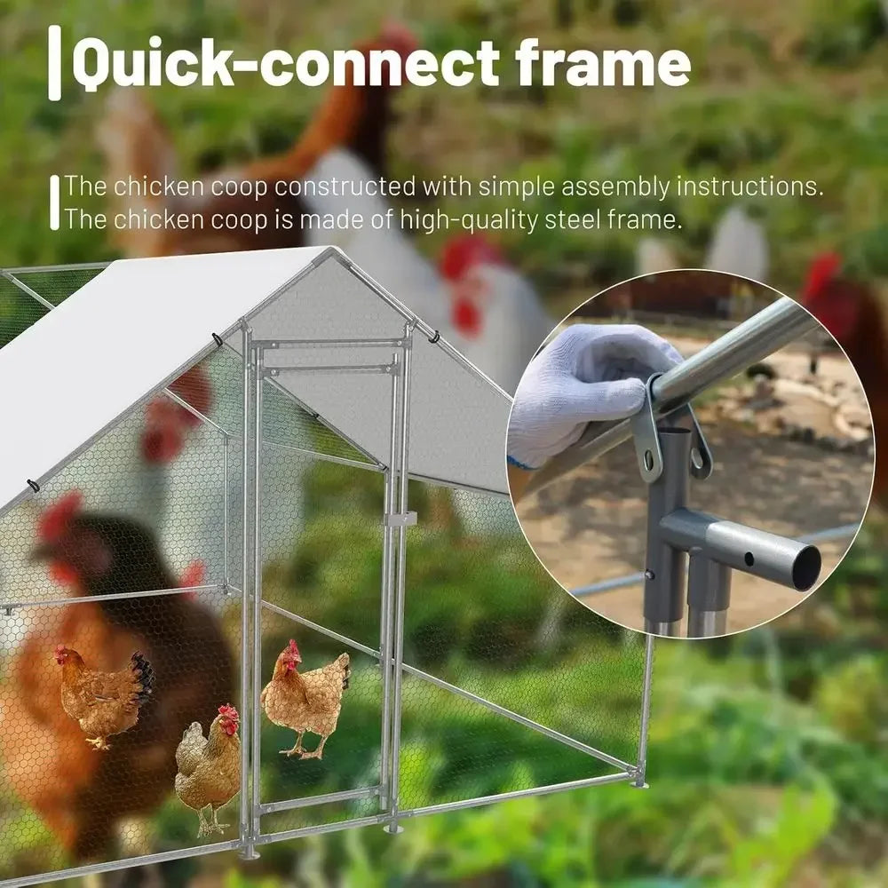 Outdoor Walk-In Chicken Coop with UV-Protection and Waterproof Cover