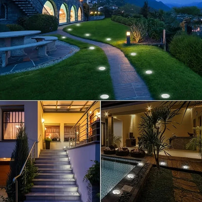8 Piece Solar Power Disk Light Outdoor Underground