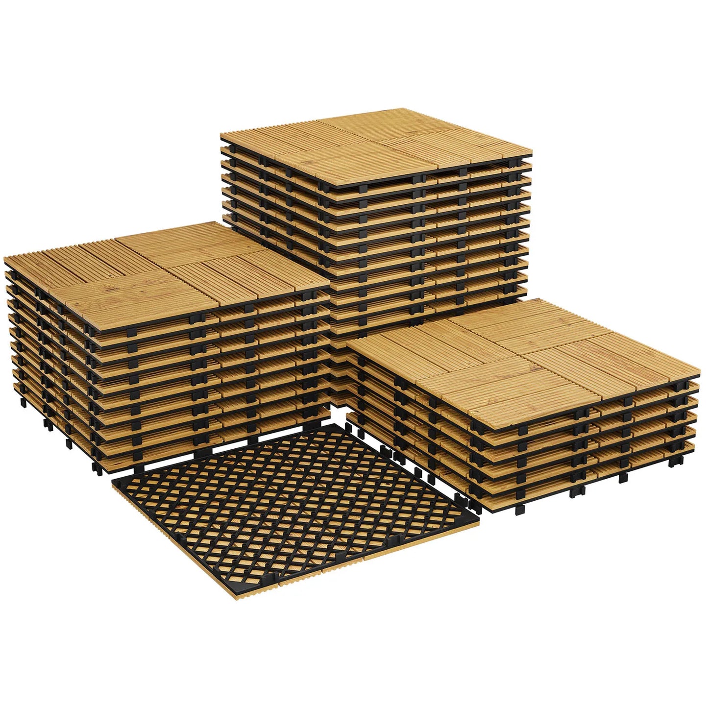 Acacia Wood Connected Weatherproof Deck Tiles