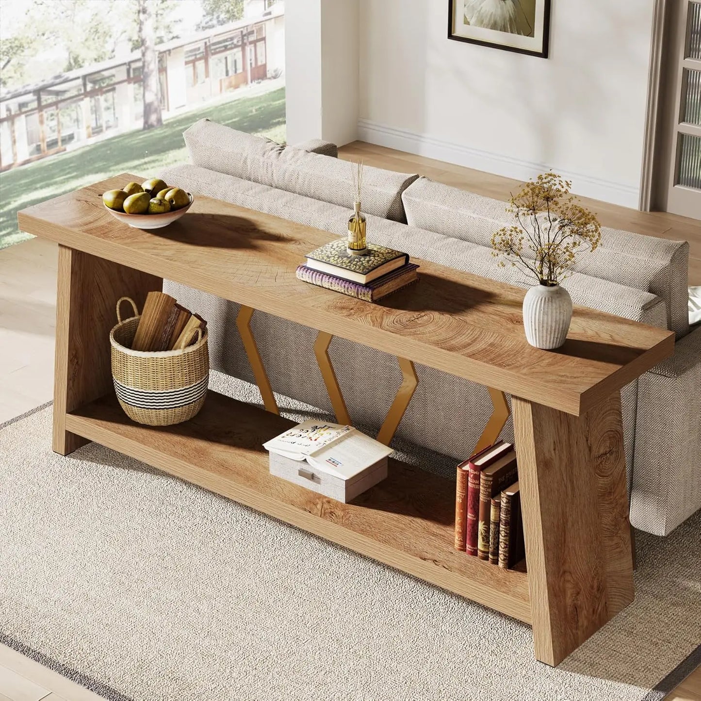 Multifunctional Long Narrow Farmhouse Console Table