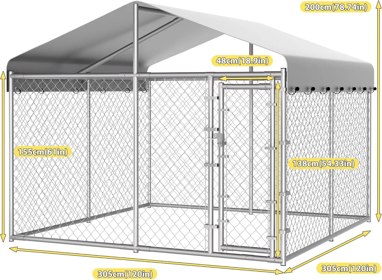 Extra Large Outdoor Dog Kennel with Roof and Lock