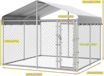 Extra Large Outdoor Dog Kennel with Roof and Lock