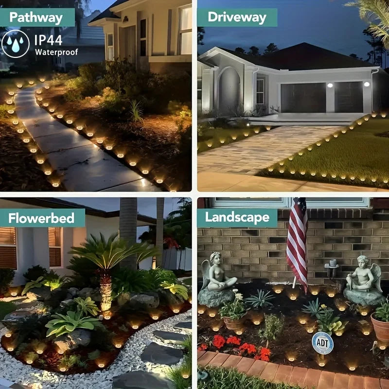 8 Piece Solar Power Disk Light Outdoor Underground