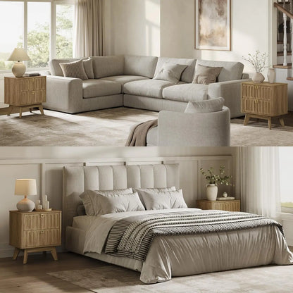 Set of Two Modern Nightstands with Drawers, 21"