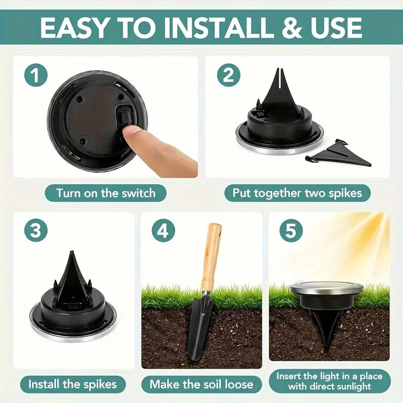 8 Piece Solar Power Disk Light Outdoor Underground